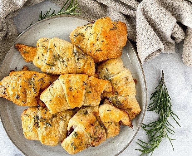 Mozzarella, Cranberry & Raspberry Crescent Rolls with Honey Rosemary Glaze