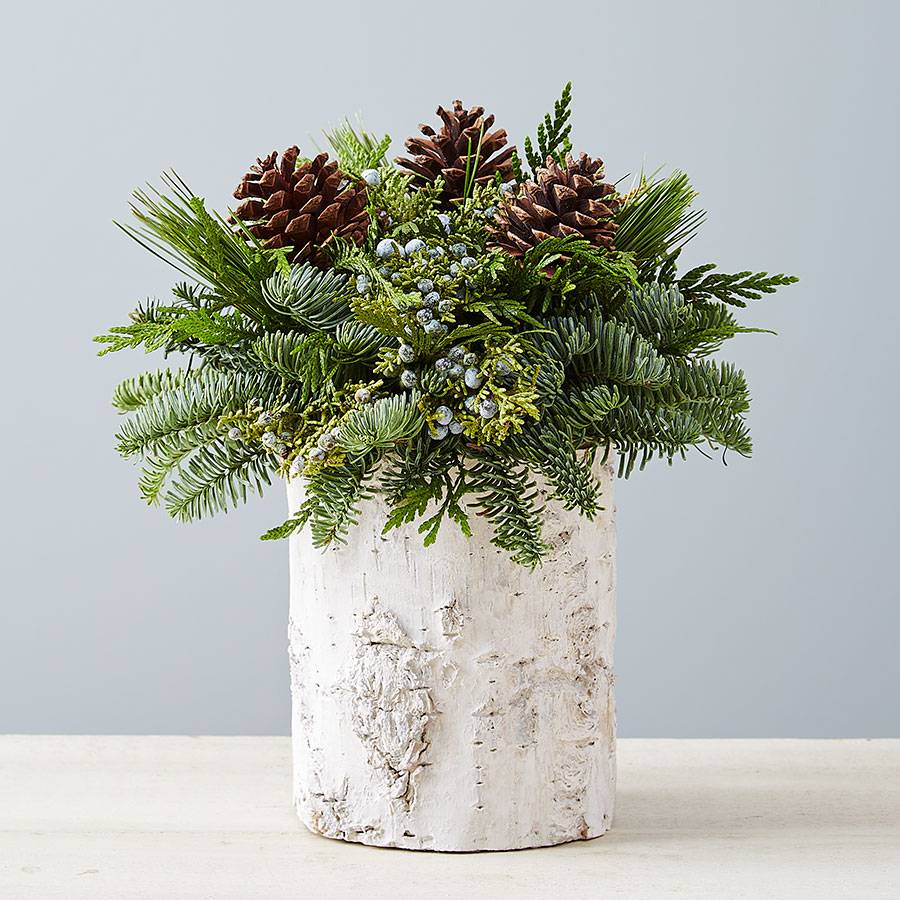 Fresh Evergreen & Pinecone Christmas Centerpiece