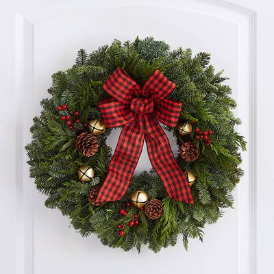 Rustic Jingle Bells Evergreen Wreath