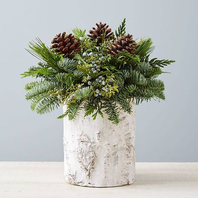 Winter Pinecone Birch Evergreen Centerpiece